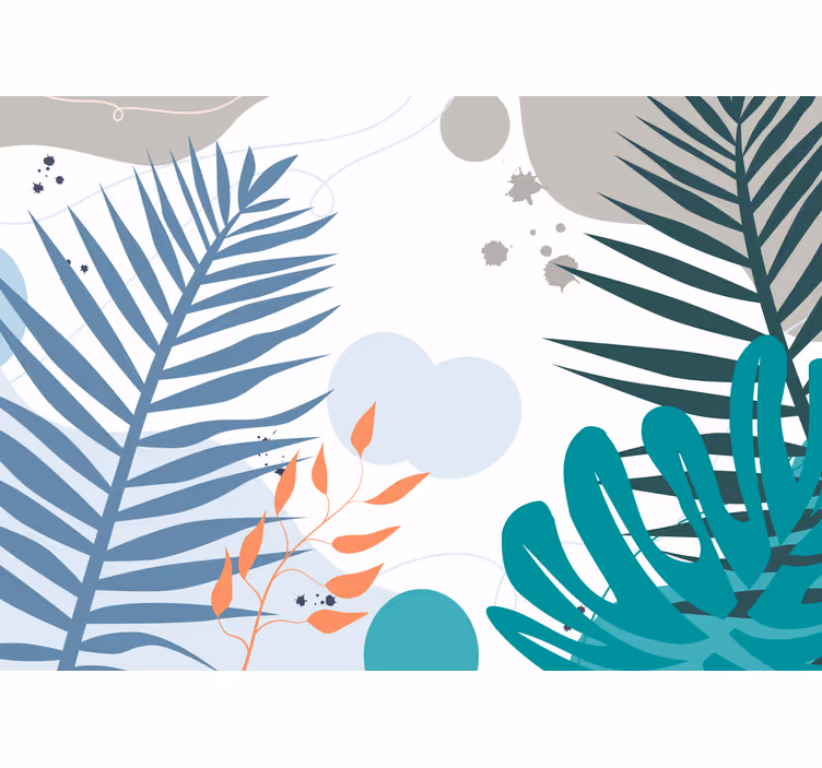 Natur fototapet med stiliserede bladmotiver - TenStickers