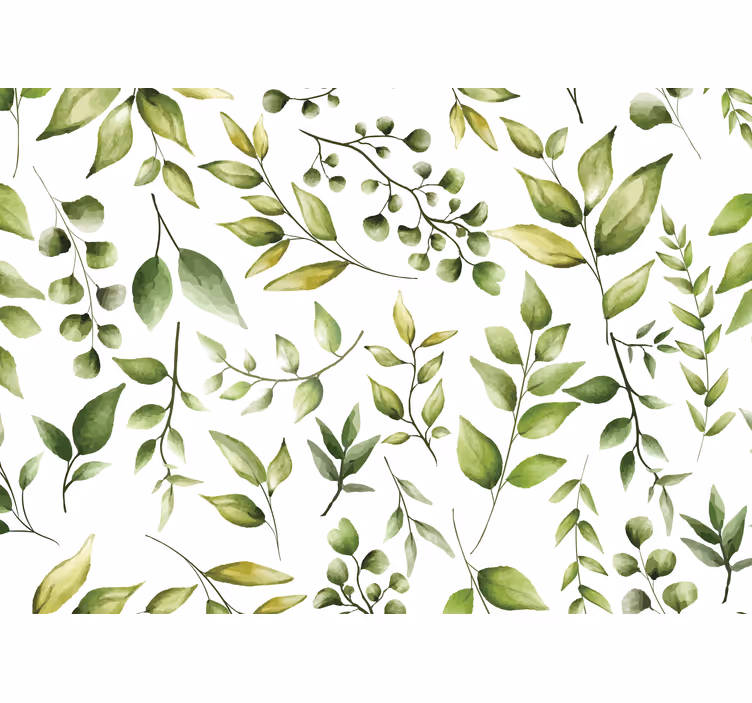 Akvarel eukalyptus blade natur fototapet - TenStickers