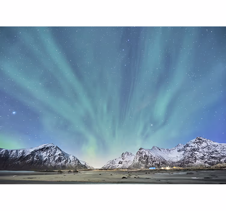 Fototapet bjerg nordlys oplevelse - TenStickers