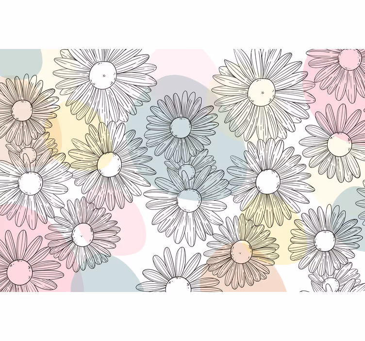 Kawaii stil figurer og blomster fototapeter - TenStickers