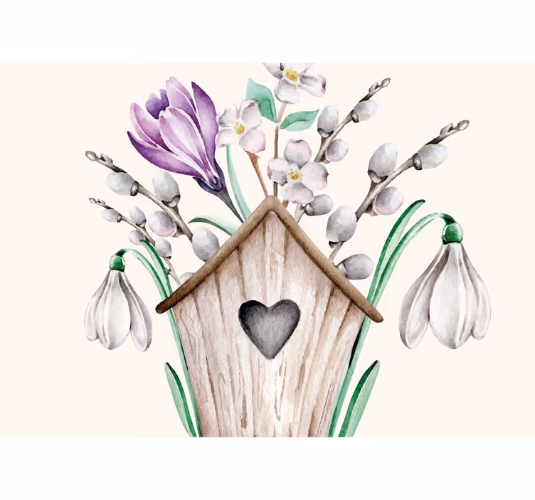 Elegant vintergækker blomsterdesign fototapet - TenStickers
