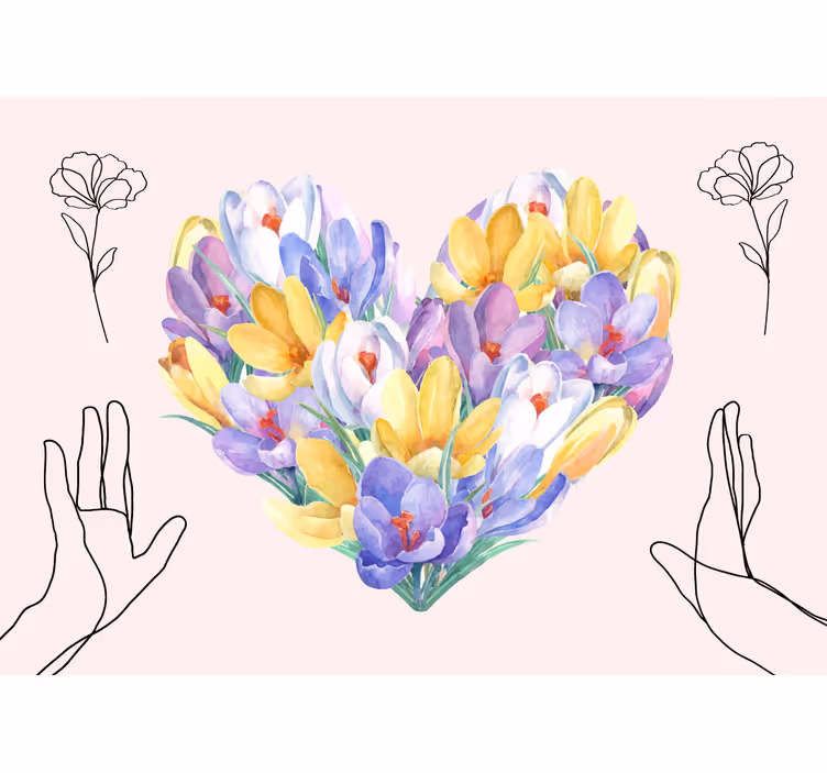 Krokus blomst hjerte design fototapet - TenStickers