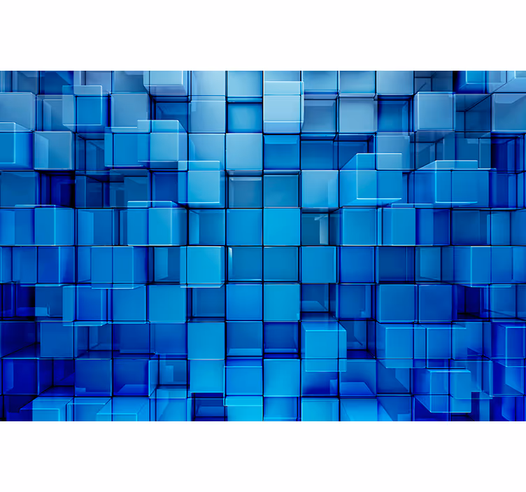Blå glas terninger 3d effekt fototapet - TenStickers