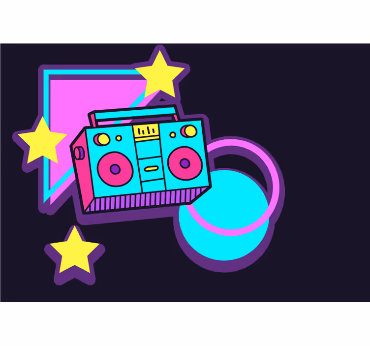 Fototapet musik retro boombox elementer - TenStickers