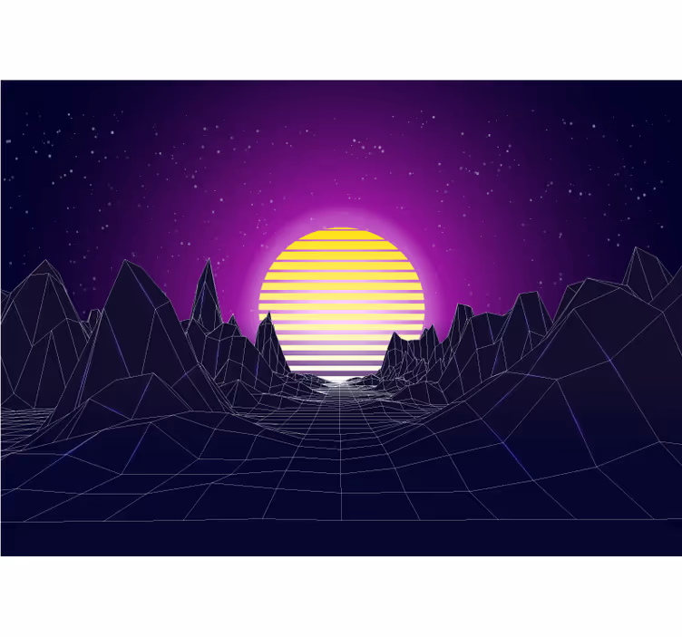 Fototapet abstrakt geometrisk bjergsolnedgang - TenStickers