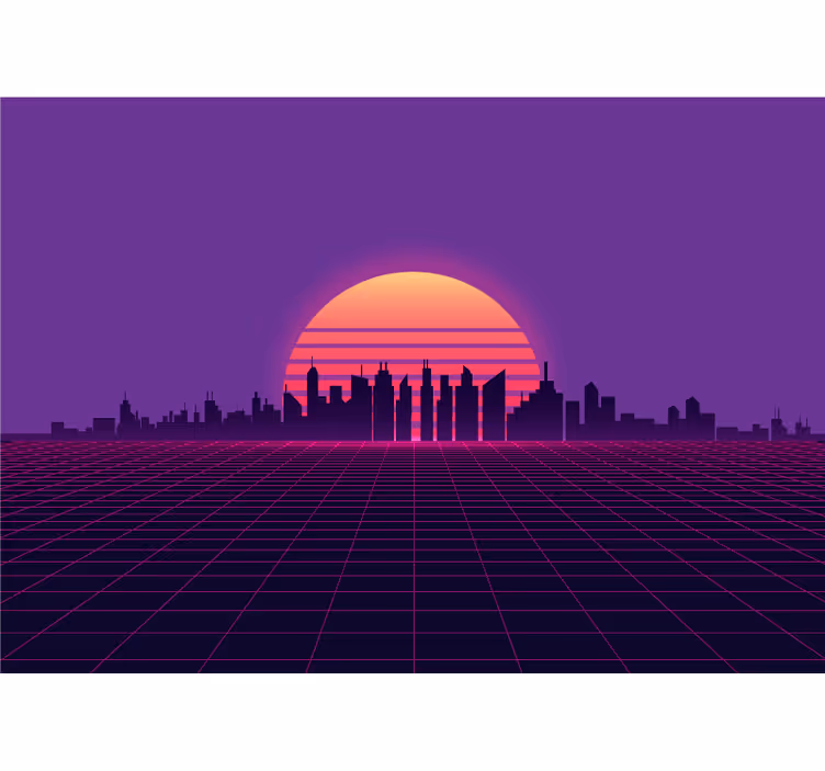 Fototapet af byer solnedgangsby silhuet - TenStickers