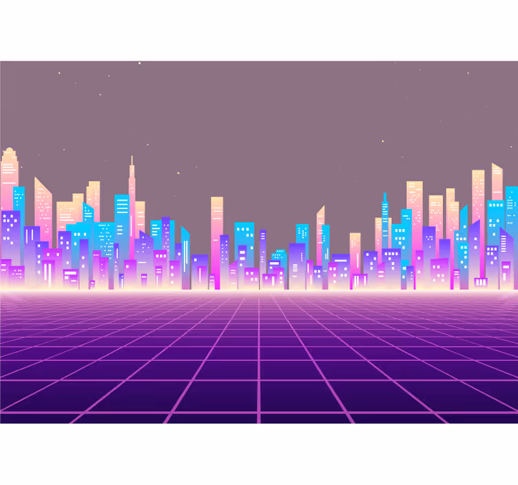Fototapet af byer futuristisk bysilhuet - TenStickers