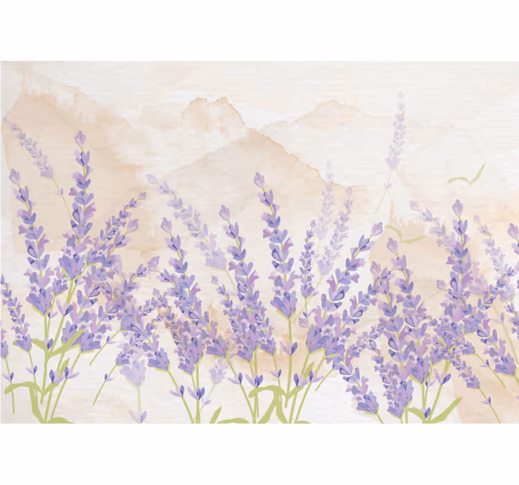 Lavendelmarker scene fototapet blomster - TenStickers