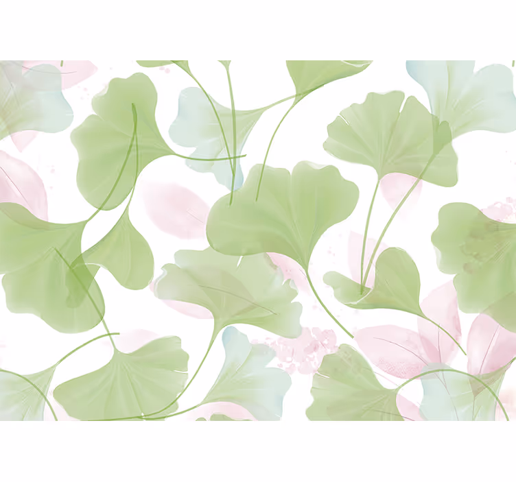 Fototapet blomster gingko blad mønster - TenStickers