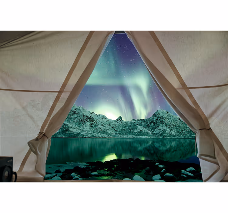 Aurora borealis udsigt landskab fototapet - TenStickers