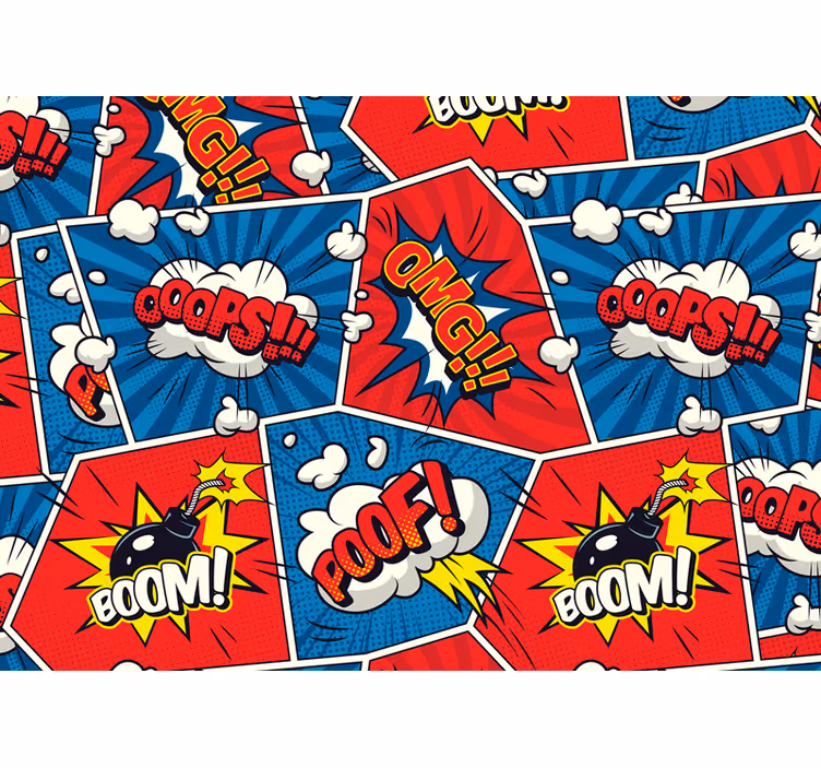 Graffiti fototapet med tegneserie talebobler - TenStickers