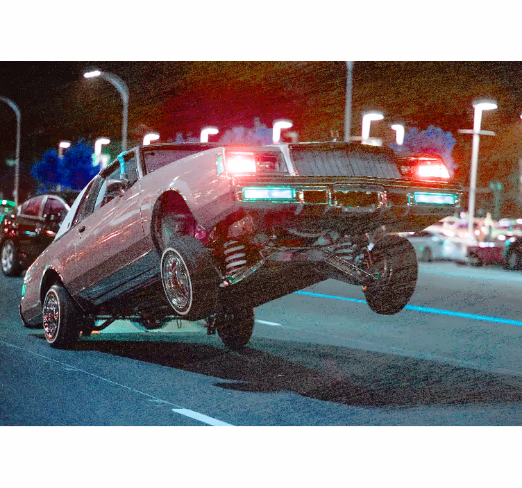 Fototapet køretøj klassisk bil stunt - TenStickers