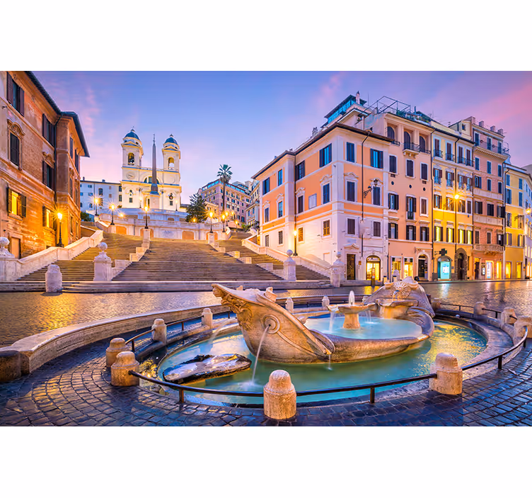 Fototapet af byer spanske trappe fontaine - TenStickers