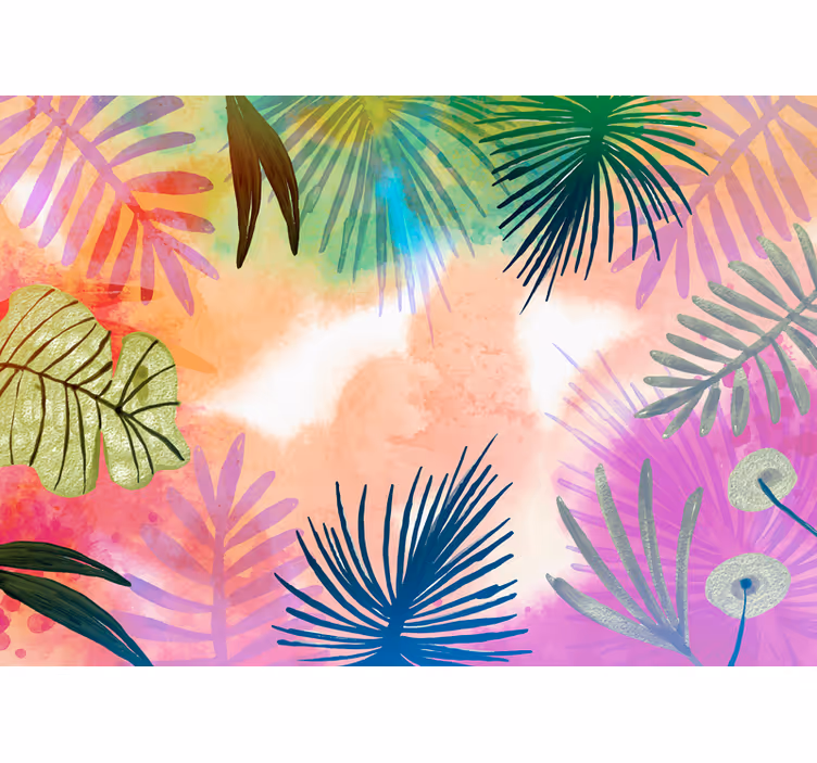 Tapet natur med tropiske bladdesigns - TenStickers
