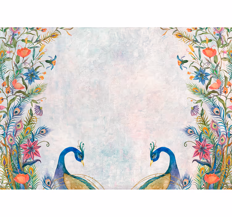 Shabby chic stil påfugle natur fototapet - TenStickers