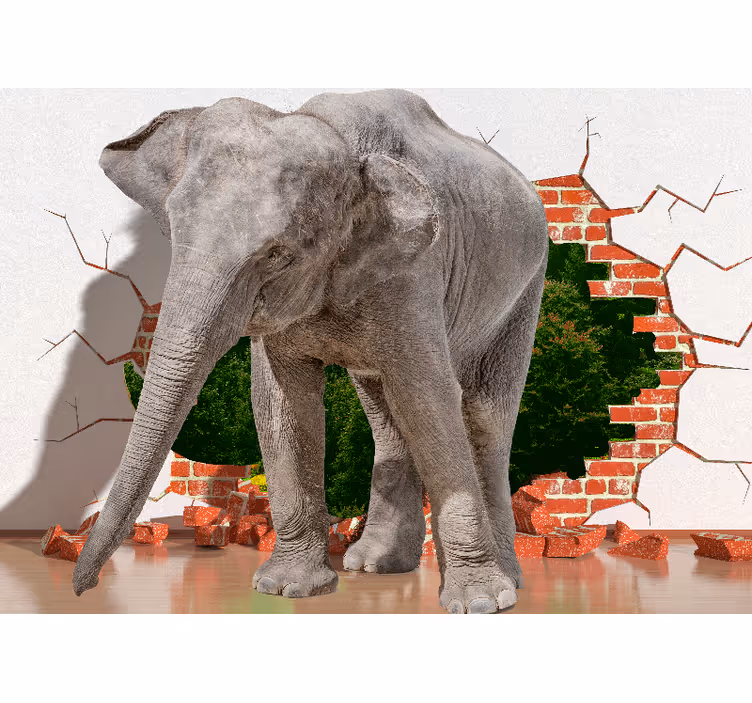3d kæmpe elefant fototapet - TenStickers