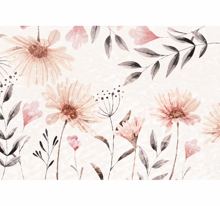 Fototapet blomster i lyserødt design - TenStickers