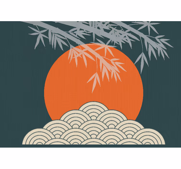 Natur fototapet bambus og solnedgang - TenStickers