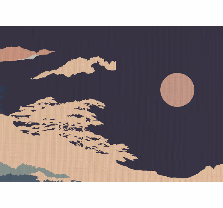 "japandi stil" mørkt kunstnerisk skovvægmaleri - TenStickers