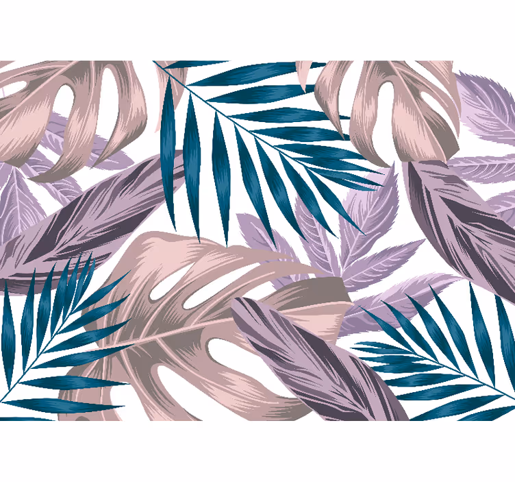 Blush og blå blade natur fototapet - TenStickers