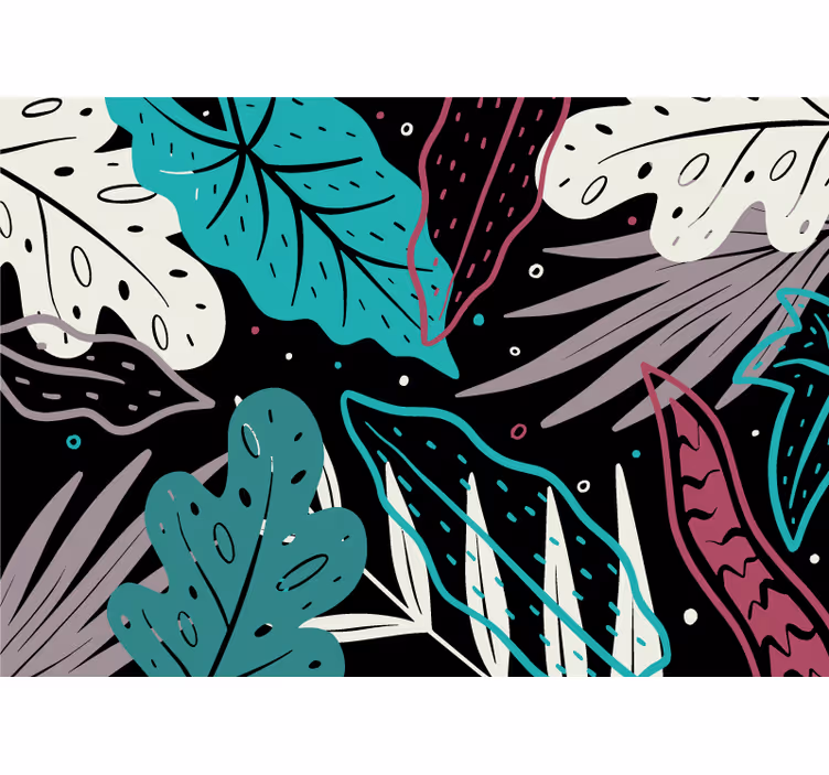 Tapet natur med dekorative bladmotiver - TenStickers