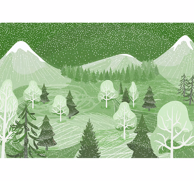 Tapet natur bjergskov udsigt - TenStickers