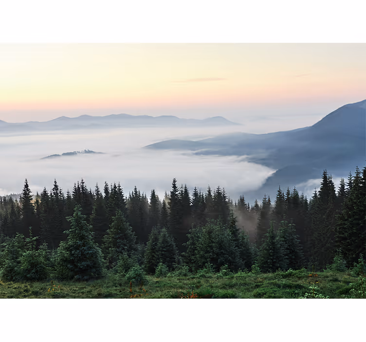 Landskab fototapet stille bjergudsigt - TenStickers