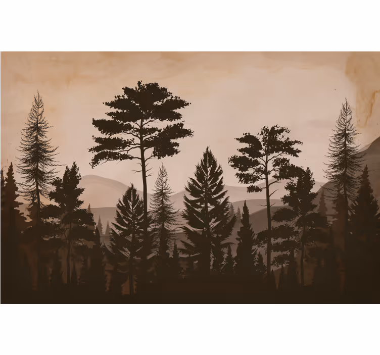 Natur fototapet silhuet skovlandskab - TenStickers