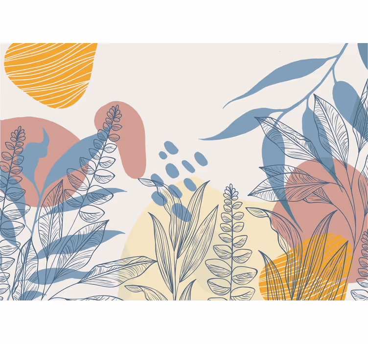 Natur fototapet med stiliserede planteelementer - TenStickers