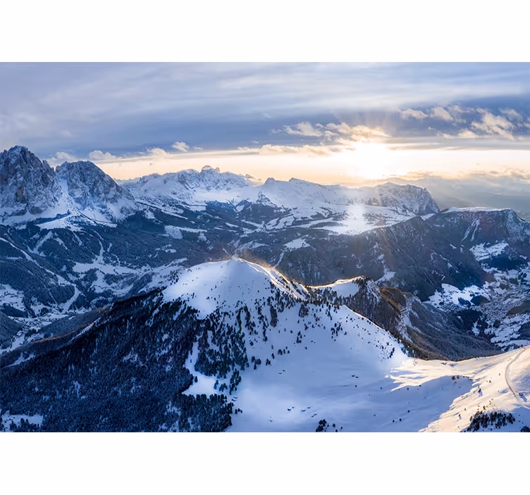 Alpine solopgang panorama fototapet bjerg - TenStickers