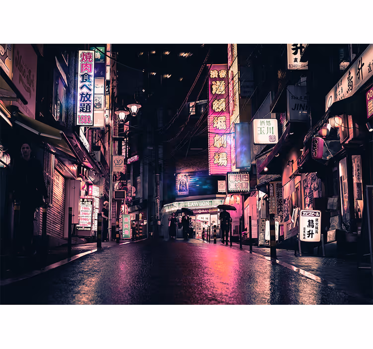 Fototapet af byer neon gadescene - TenStickers