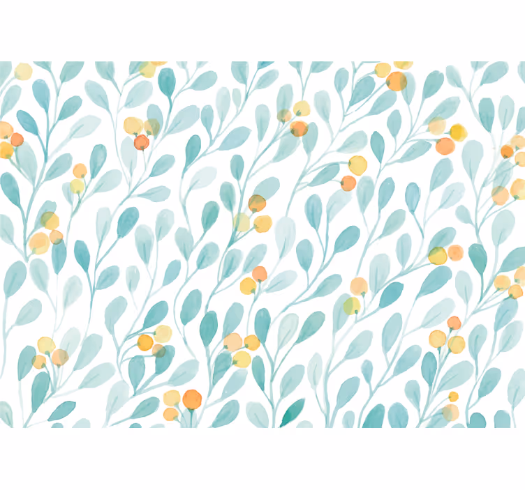 Fototapet blomster med botanisk bladmønster - TenStickers