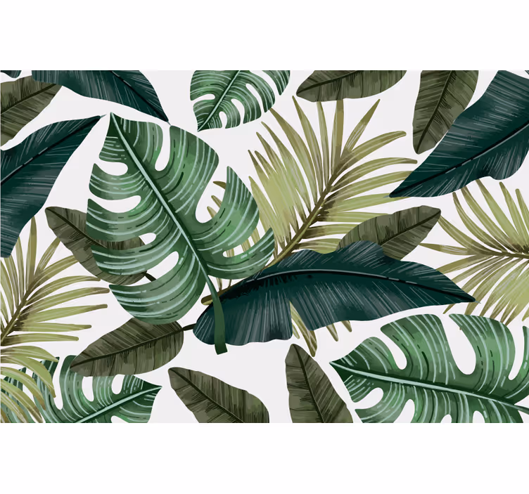 Monstera blade i hvid stue fototapet - TenStickers