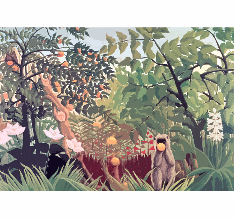 Tropisk vintage jungleskov fototapet - TenStickers