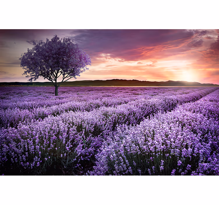 Lilla fantasy træ med blomster fototapet natur - TenStickers