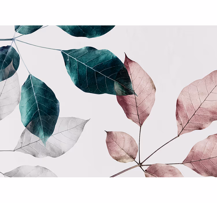 Minimalistiske trægrene med blade fototapet natur - TenStickers