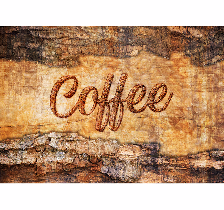 3d vintage kaffe køkkenfototapet - TenStickers
