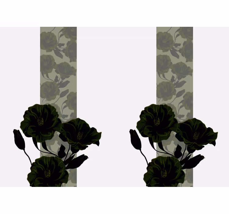 Fototapet blomster elegante sorte blomster - TenStickers