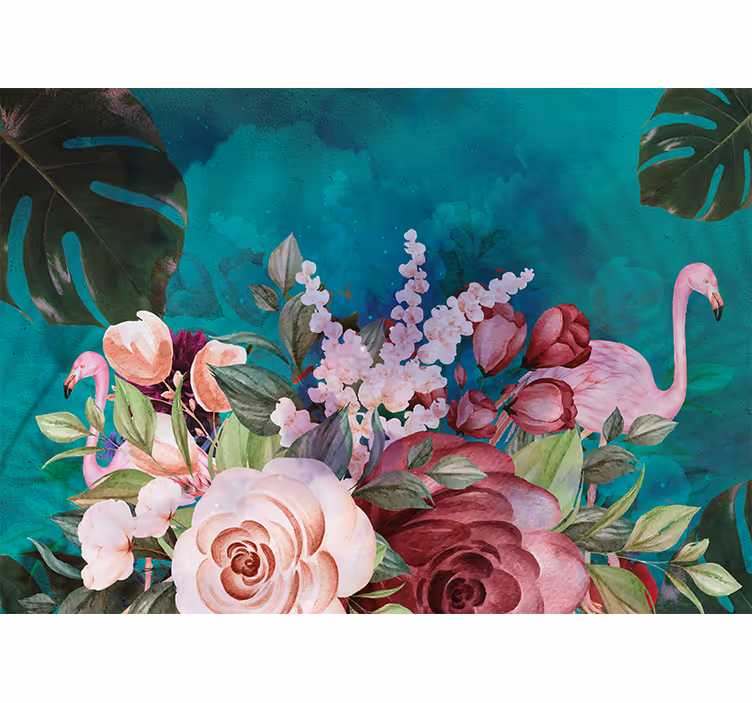 Fototapet blomster flamingo blomsterdisplay - TenStickers
