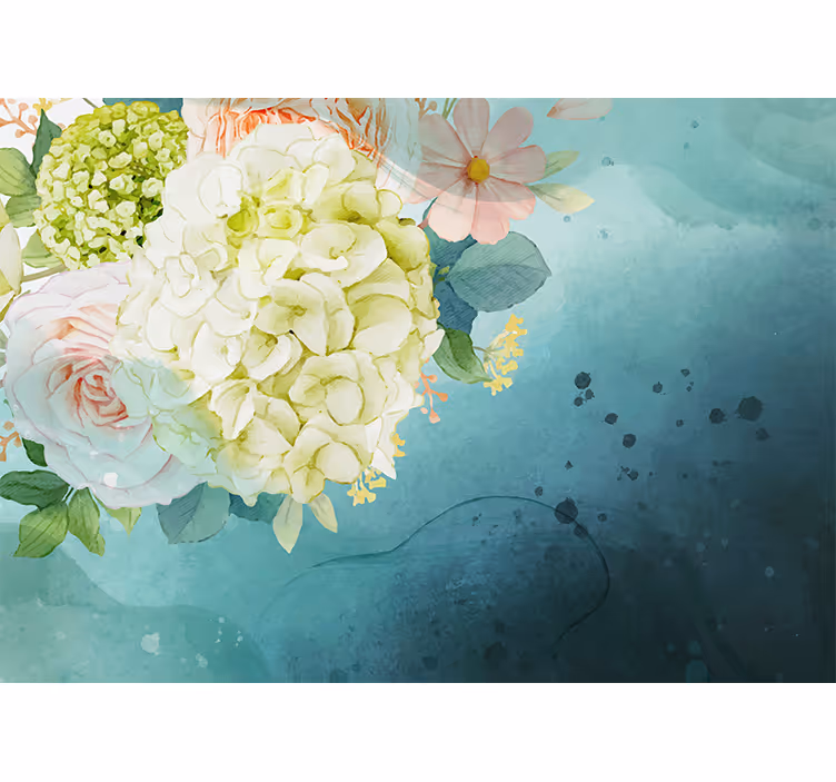 Blomstret boheme stil fototapet med blomster - TenStickers