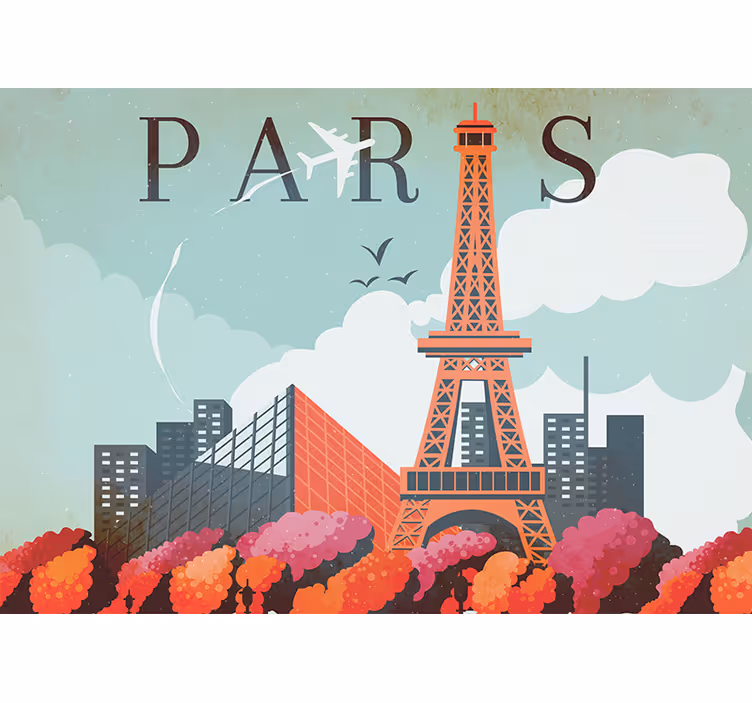 Paris fototapet eiffeltårnet bybillede - TenStickers