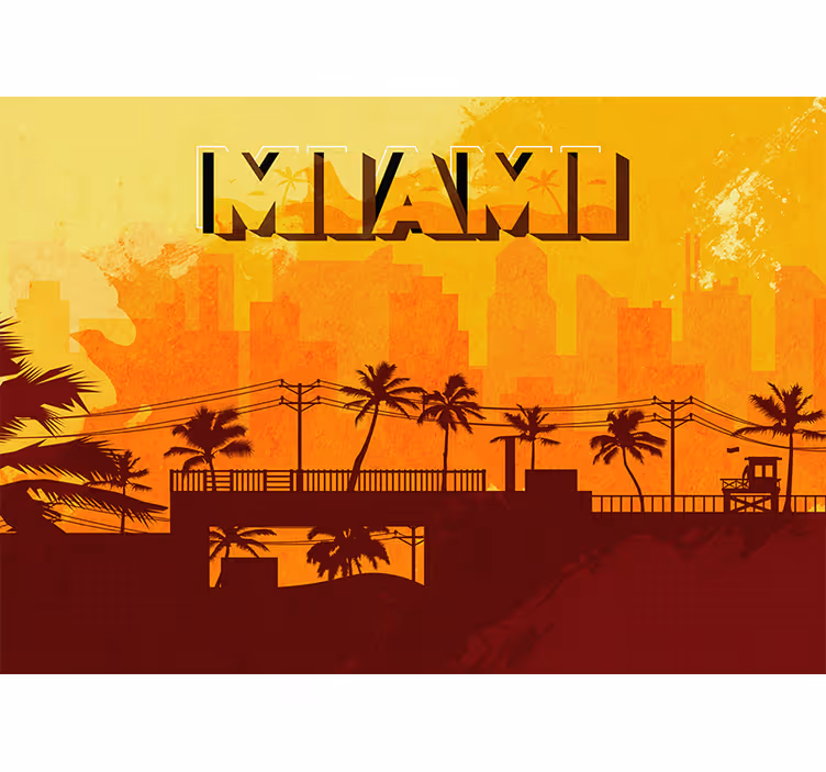 Fototapet af byer miami skyline ved solnedgang - TenStickers