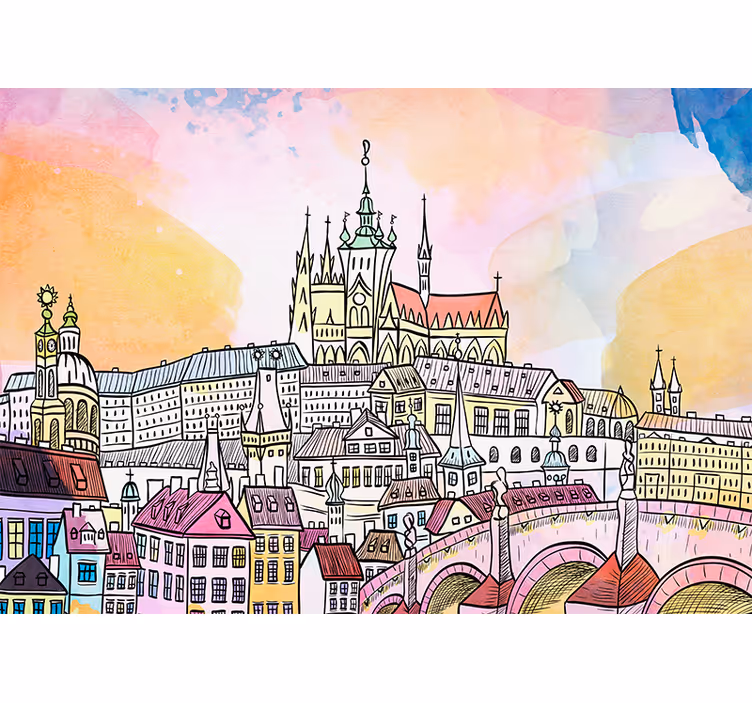Fototapet af byer prag slot udsigt - TenStickers