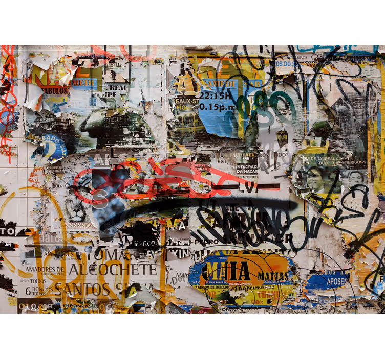 Gamle iturevne plakater Urban kunst fototapeter - TenStickers
