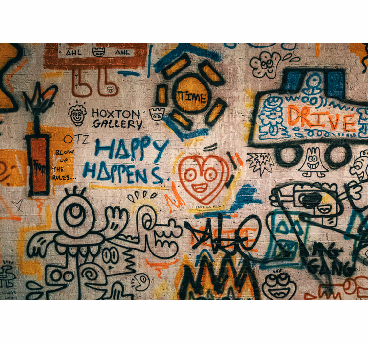 Graffiti fototapet farverig gadekunst - TenStickers