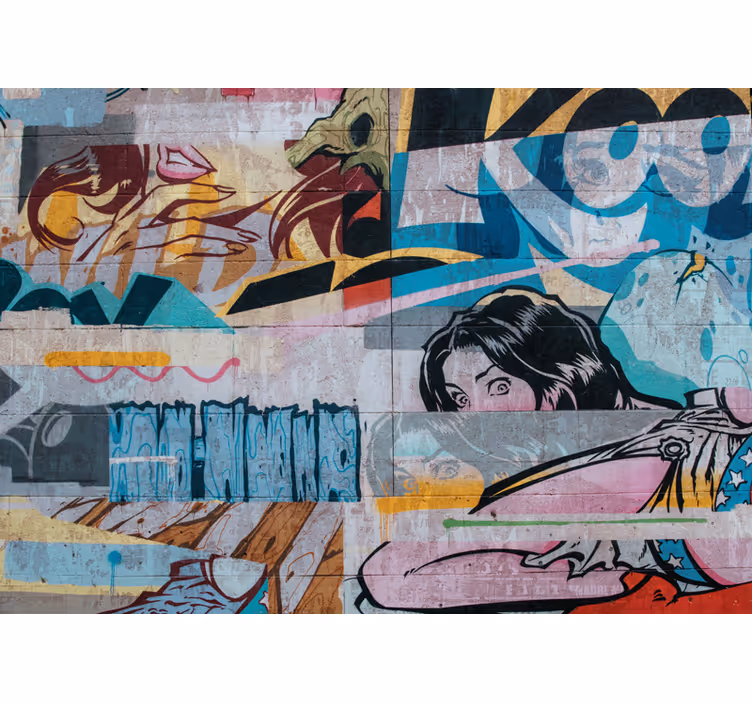 Original farverig graffiti Urban kunst fototapeter - TenStickers