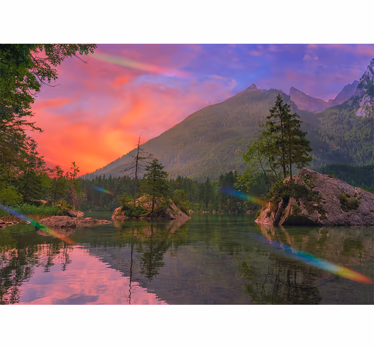 Rolig refleksion fototapet bjerg - TenStickers