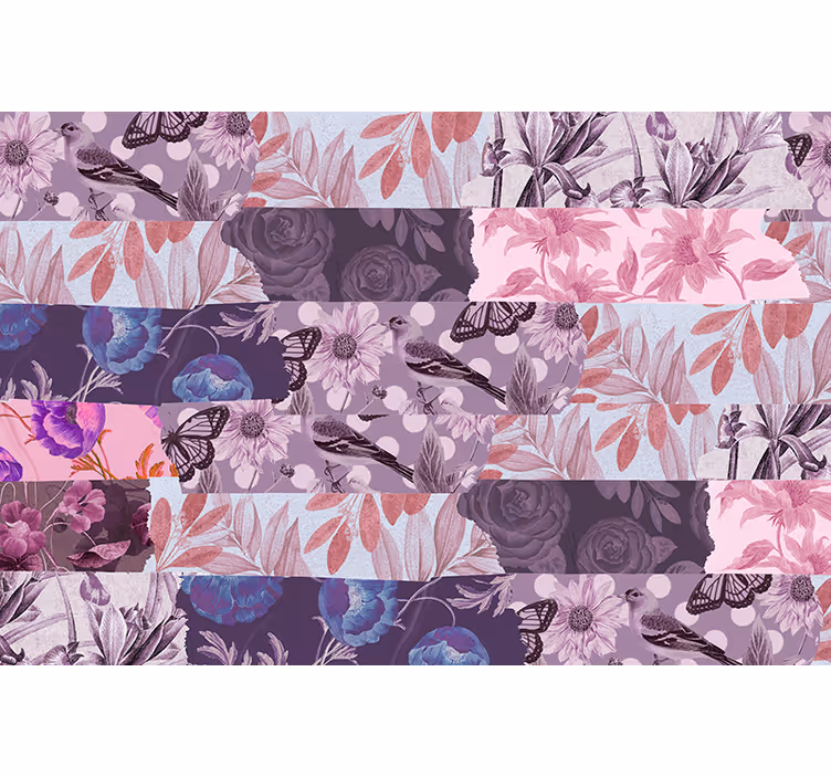 Lavendel blomstret kollage fototapet - TenStickers