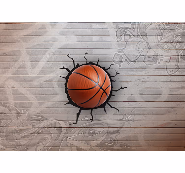 Basketball på graffitivæg fototapet - TenStickers