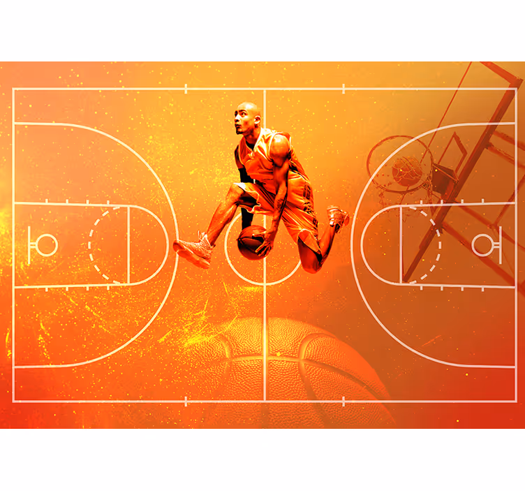 Basketball bane med spiller fototapet - TenStickers